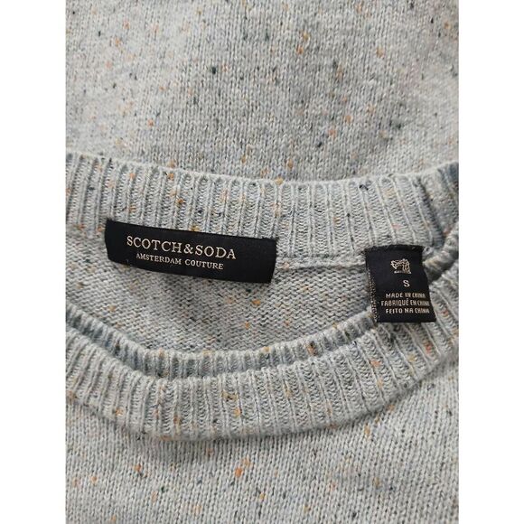 Scotch and soda womens small wool color block tan blue speckled sweater - Picture 5 of 7